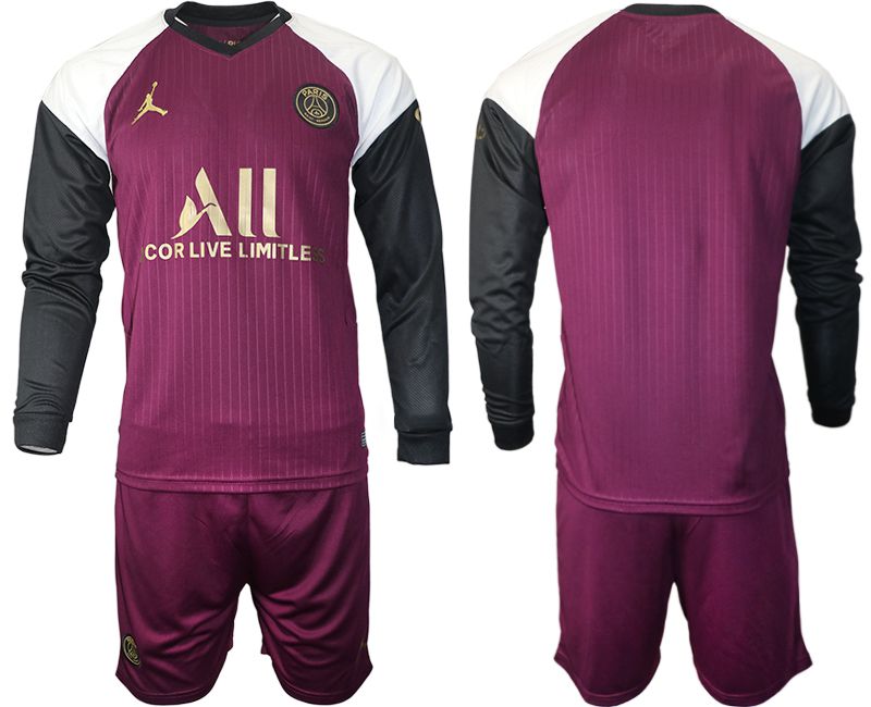 Men 2020-2021 club Paris St German Jordan white long sleeves Soccer Jerseys->paris st german jersey->Soccer Club Jersey